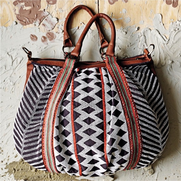 Anthropologie Lucky Penny Beaded Boho Geometry Bag Purse Tote - Picture 10 of 12